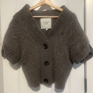 Abercrombie & Fitch Cardigan Womens Vintage Y2K Moose Logo Preppy Sweater Wool L